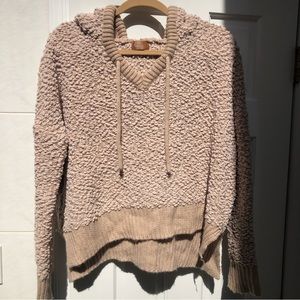 Cropped Sherpa Pullover Hoodie - Beige/Cream Size M